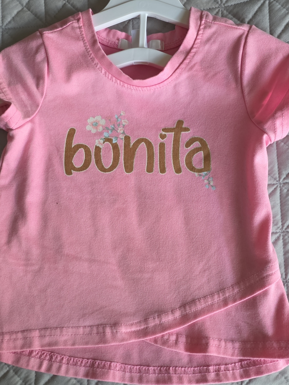 Girls' Pink 'Bonita' Graphic Short Sleeve Tee - Cute Floral Accent